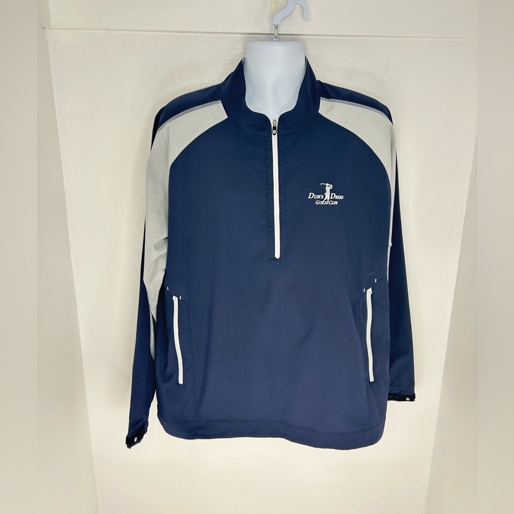 Footjoy 1/2 Zip Golf Pullover Windbreaker Jacket Size Large Dubs Dread GC KC - Picture 2 of 14